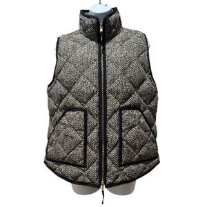 J.Crew Herringbone Quilted Puffer Vest Women’s Medium Gray Black